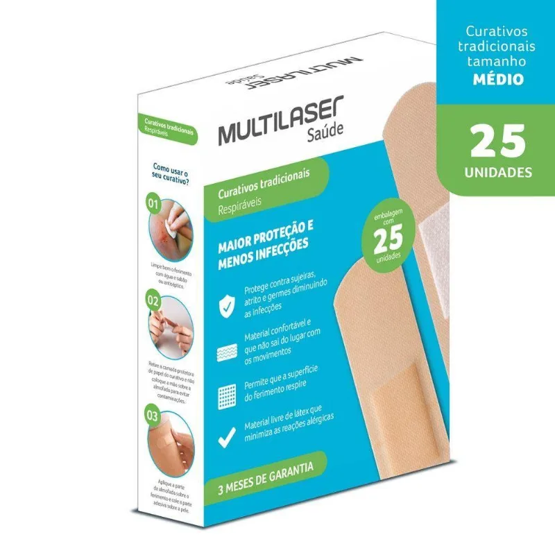 Curativo Tradicional - Caixa Com 25 - Multilaser Saúde
