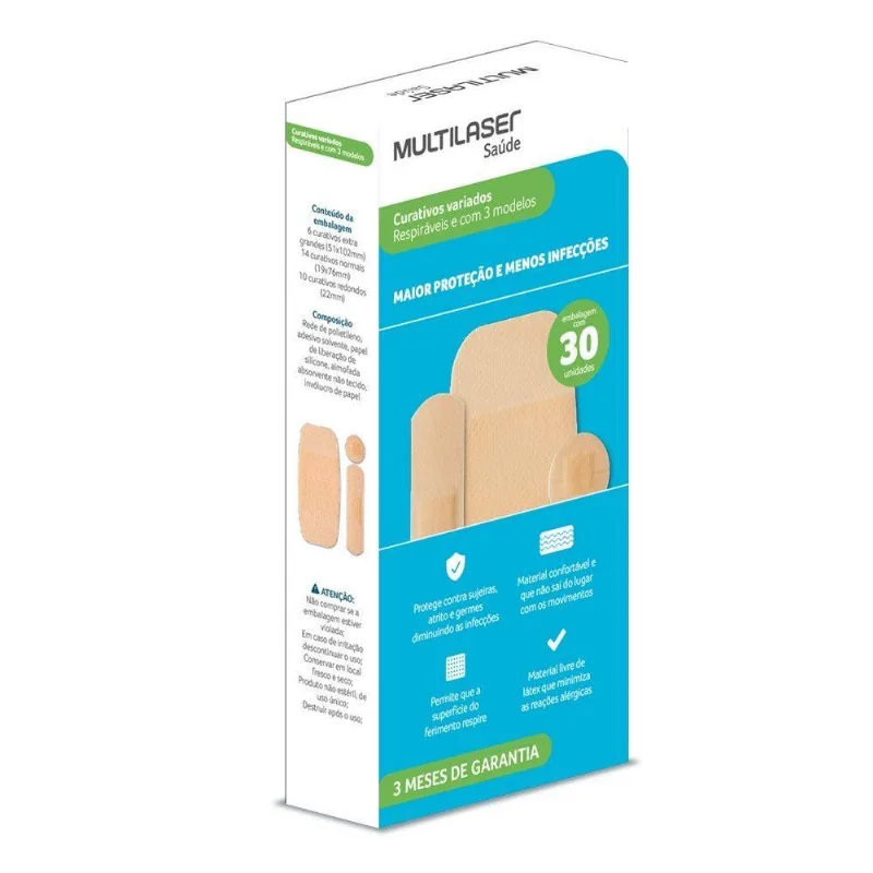 Curativos Variados - Caixa Com 30 - Multilaser Saúde