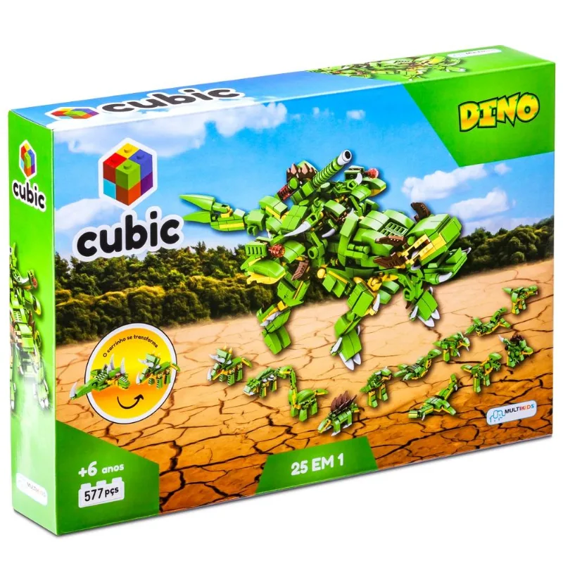 Blocos Cubic 25 em 1 Dinossauro 577PCS Multikids - BR1615