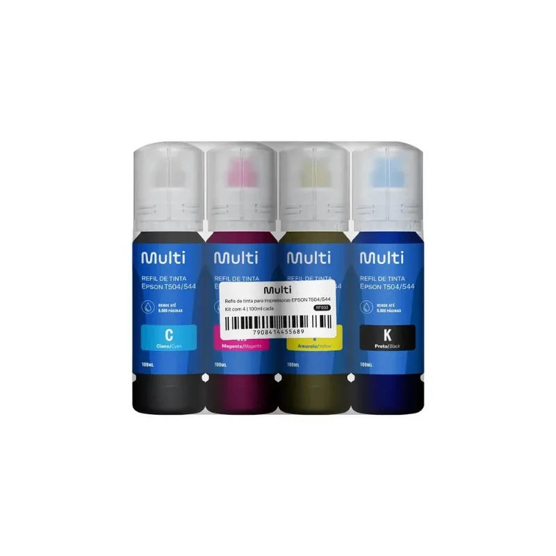 Kit Refil De Tinta Multi RF032 Para Epson T504 / T544 100ml Com 4 Cores (MP)