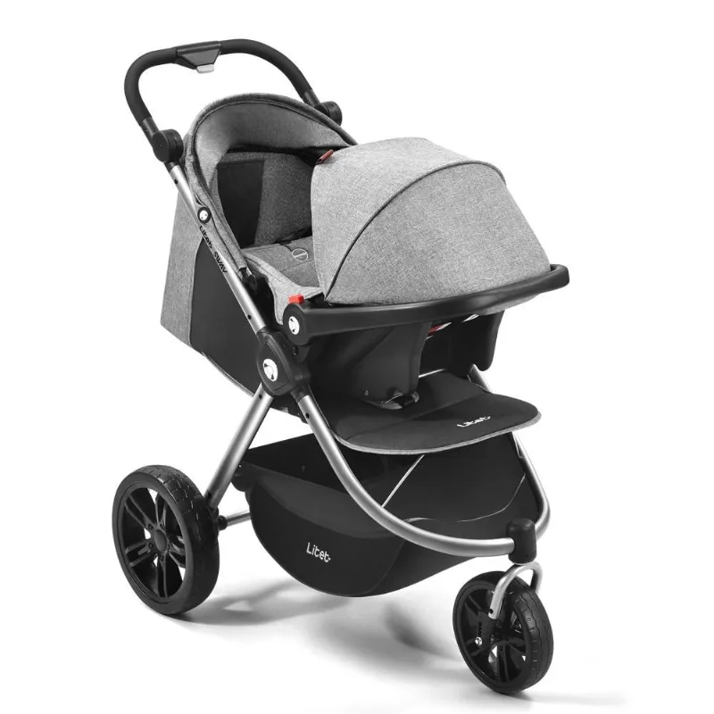 Carrinho Jogger Sway Três Rodas 0-15kgs Preto/Cinza Litet BB373