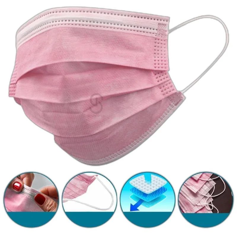 Mascara Protecao Tripla Infantil Rosa Cx Com 50un Hc654 Mul