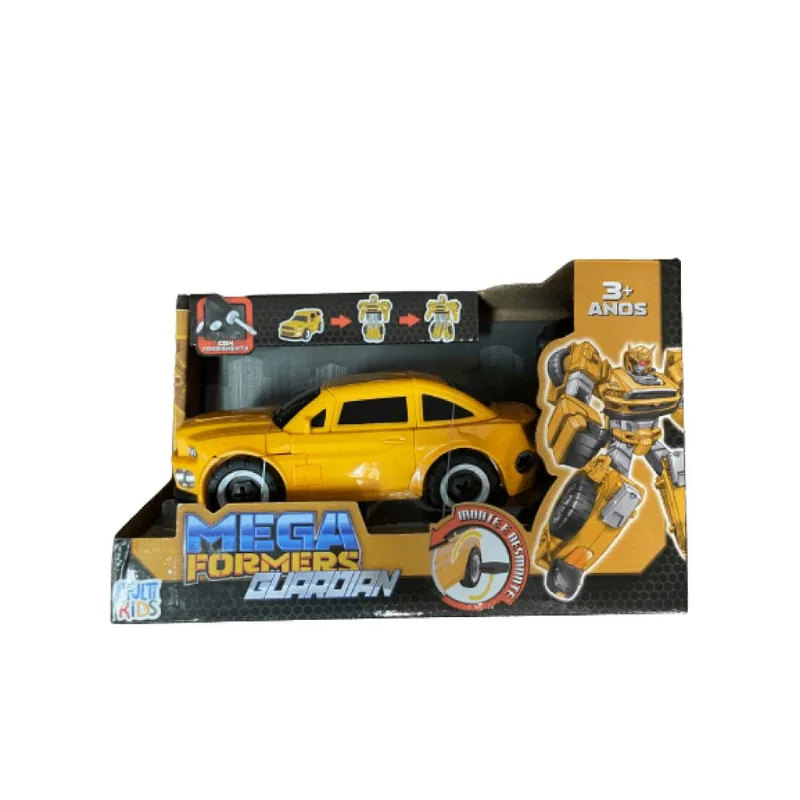 Megaformers Guardian - Carro Corrida Amarelo - Multikids