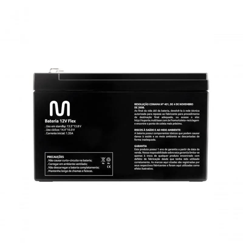 Bateria 12V Multi EN012A para Iluminação de Emergência Cercas Eletrificadas e Nobreaks 5AH 12V Preto - Multi