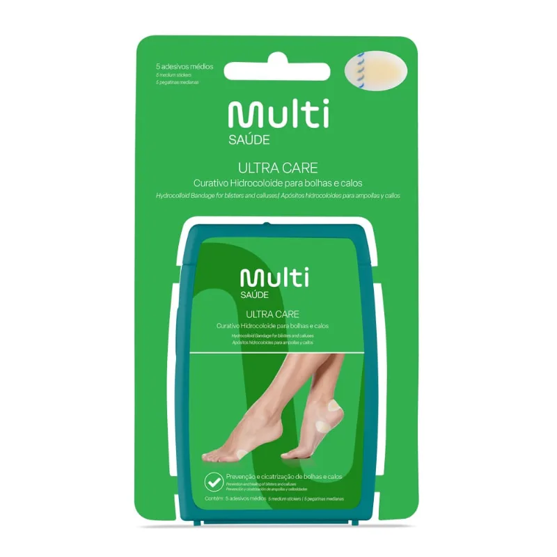 Curativos Para Bolhas E Calos Ultra Care C/ 5 Unidades Tam. Médio Multi Saúde - Hc543