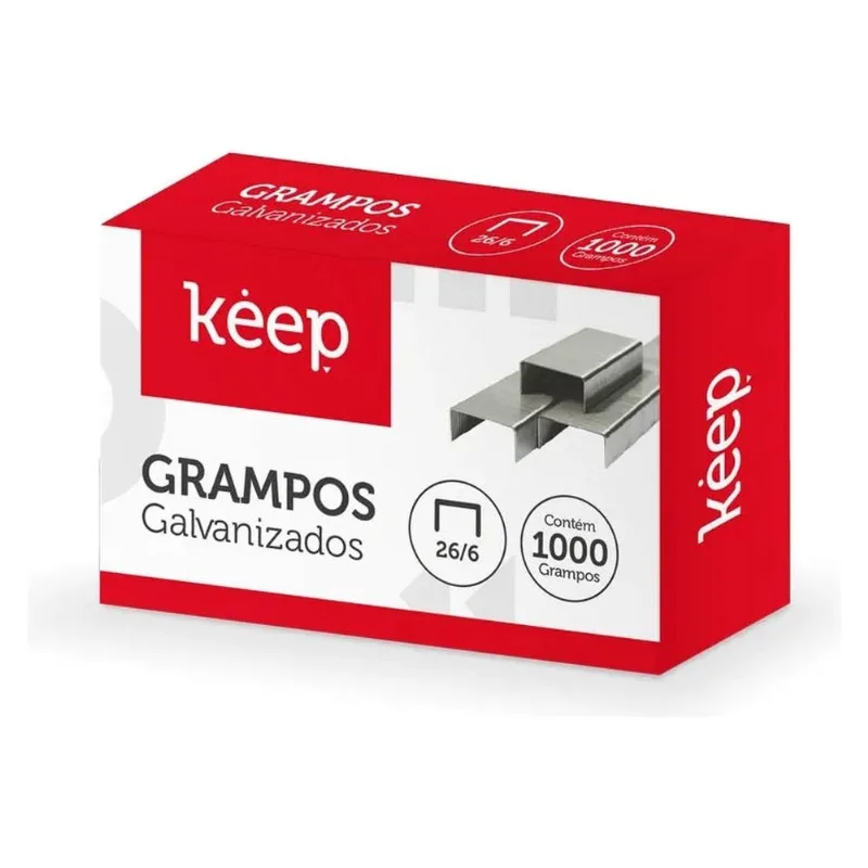 Grampos Galvanizados Keep 26/6 Caixa Com 1000 Unidades EI166 (MP)