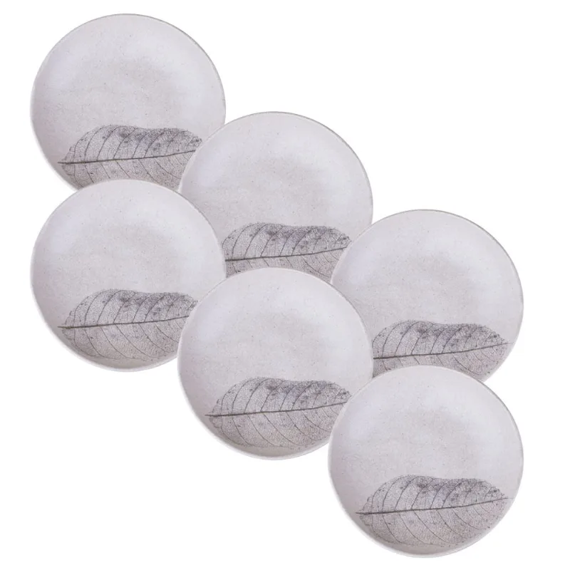 Kit 6 Pratos Fundo de Cerâmica 22,5cm Outono Porto Brasil Organic