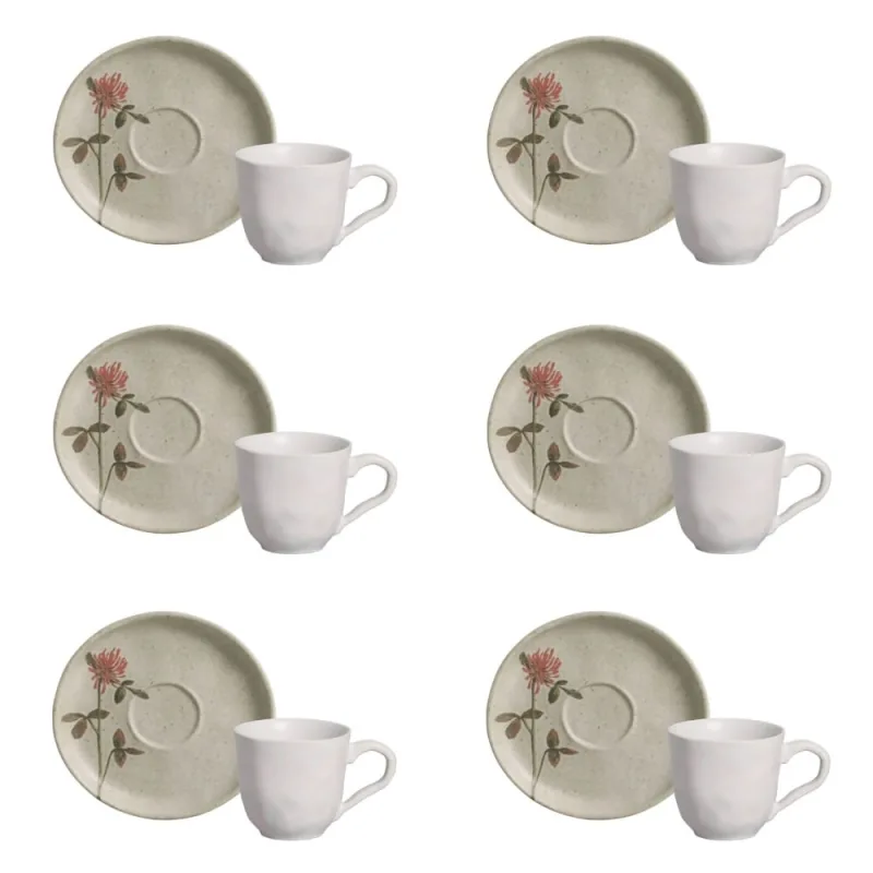 Conjunto de Xícara de Cafezinho com Pires 06 Peças Bio Campestre Porto Brasil - Porto Brasil - Utilidades Domesticas