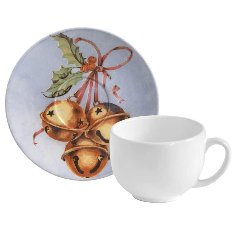 CONJUNTO C/ 6 XÍCARAS DE CHÁ C/ 6 PIRES COUP JINGLE BELLS 260ml