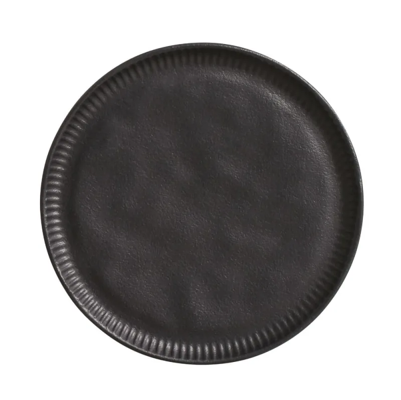 Conjunto com 6 Pratos de Sobremesa Linhas Preto Matte Ø21,5cm - Porto Brasil Cerâmica - Utilidades Domesticas
