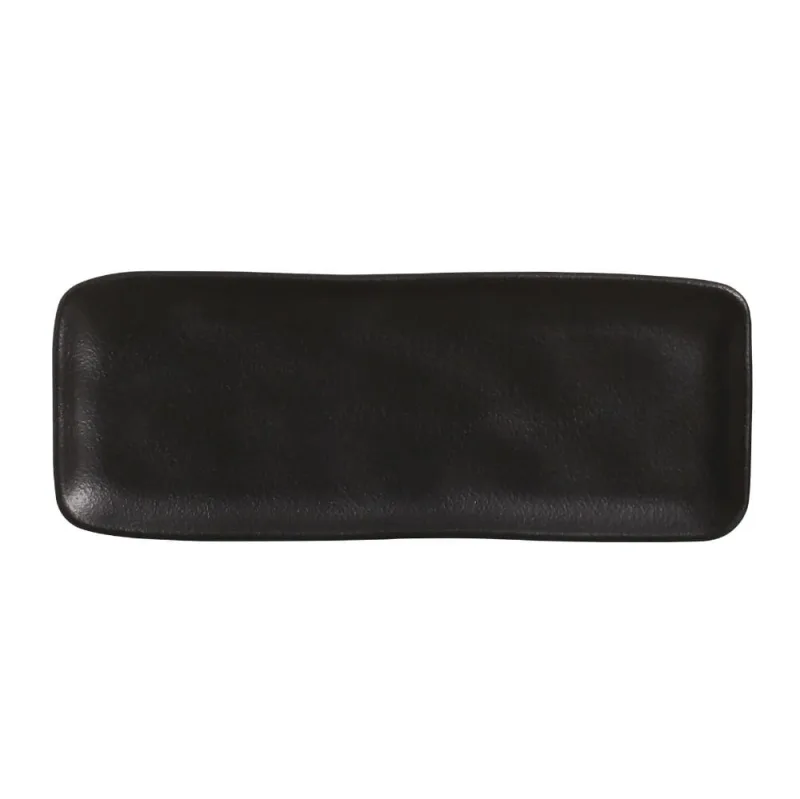 Conjunto com 4 Travessas Retangular Média Orgânico Preto Matte 33x13cm - Porto Brasil Cerâmica - Utilidades Domesticas