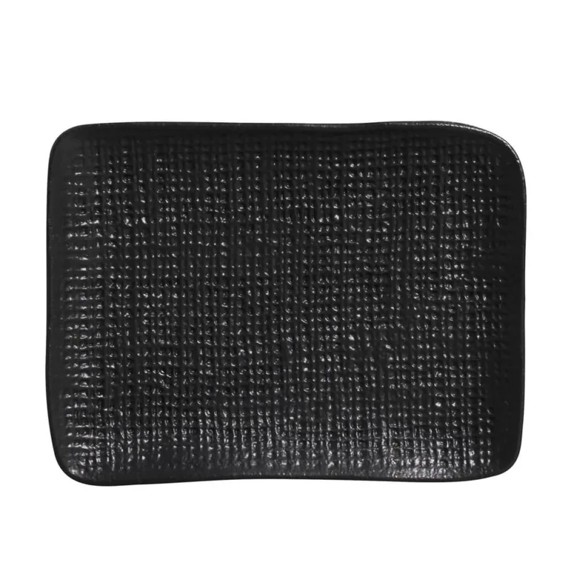 Conjunto com 4 Travessas Retangular Pequena Juta Preto Matte 18x14cm - Porto Brasil Cerâmica - Utilidades Domesticas