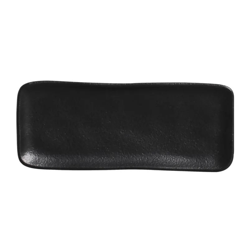 Conjunto com 4 Travessas Retangular Pequena Orgânico Preto Matte 22x9,5cm - Porto Brasil Cerâmica - Utilidades Domesticas