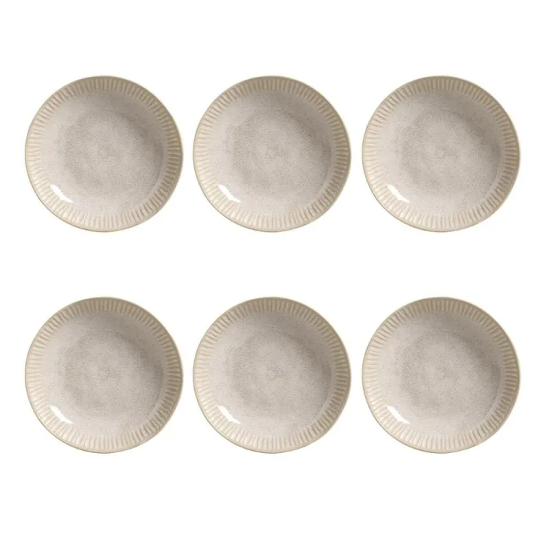 Conjunto de Pratos Fundos Porto Brasil Linhas Latte com 6 Peças - Bege - Porto Brasil Cerâmica - Utilidades Domesticas