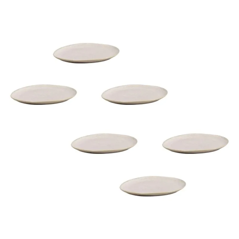 Conjunto de Pratos de Sobremesa Ovais Porto Brasil Orgânico Latte 22,5cm - 6 peças - Porto Brasil Cerâmica - Utilidades Domesticas
