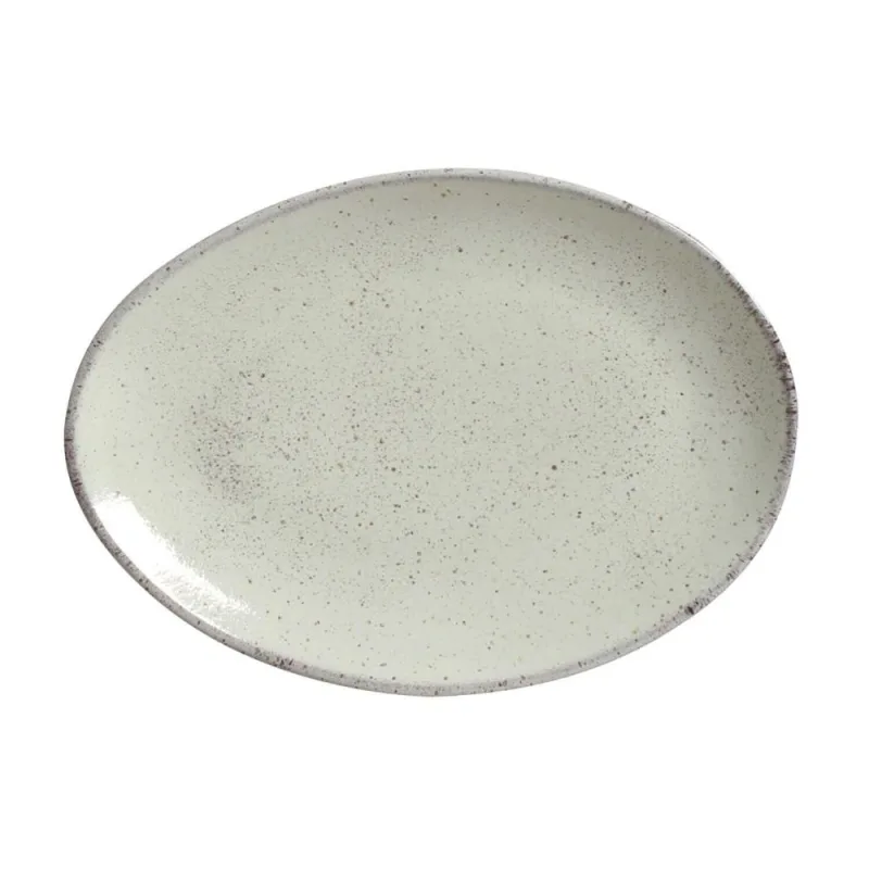 Conjunto com 6 Pratos de Sobremesa Oval Orgânico Pistache 22,5x16,5x2,5cm - Porto Brasil Cerâmica - Utilidades Domesticas