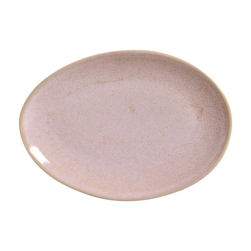Conjunto com 6 Pratos de Sobremesa Oval Orgânico Litchi 22,5x16,5x2,5cm - Porto Brasil Cerâmica