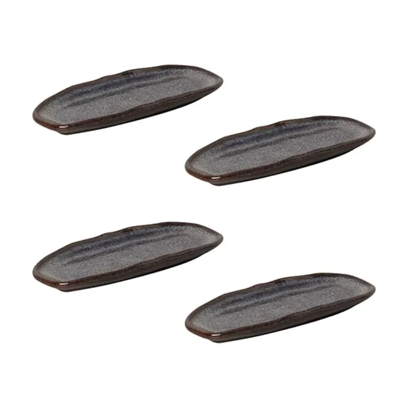 Conjunto de Travessas Ovais Rasas Porto Brasil Orgânico Titanium 16,5x8cm - 4 Peças - Porto Brasil - Utilidades Domesticas