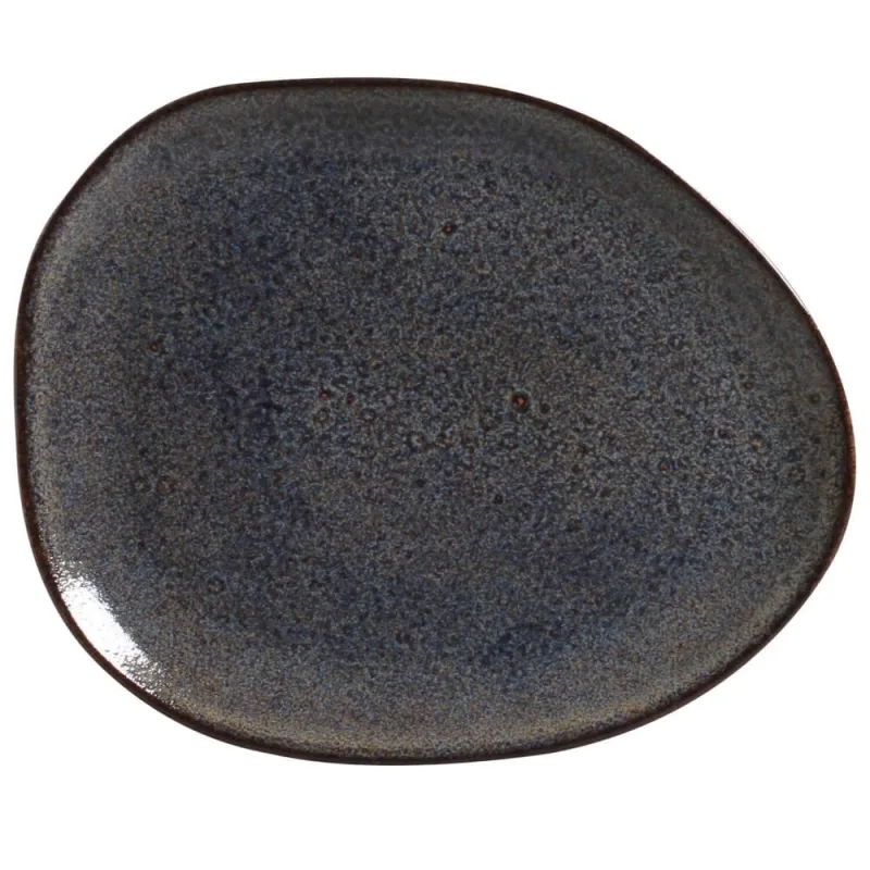 Conjunto com 6 Pratos Raso Oval Orgânico Titanium 31x24x2,5cm - Porto Brasil Cerâmica