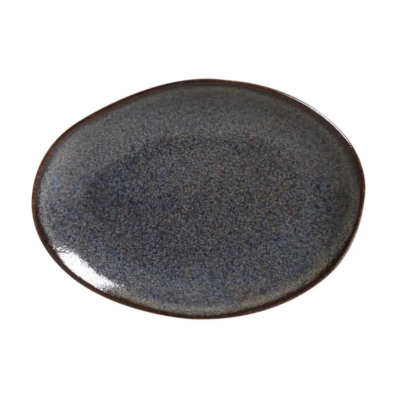Conjunto com 6 Pratos de Sobremesa Oval Orgânico Titanium 22,5x16,5x2,5cm - Porto Brasil Cerâmica - Utilidades Domesticas