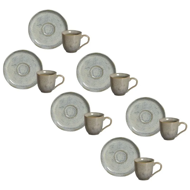 Conjunto de Xícaras de Café com Pires Porto Brasil Bio Green Granite 120ml - 6 Peças