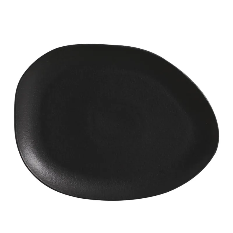 Conjunto com 6 Pratos Raso Oval Orgânico Preto Matte 31x24x2,5cm - Porto Brasil Cerâmica - Utilidades Domesticas