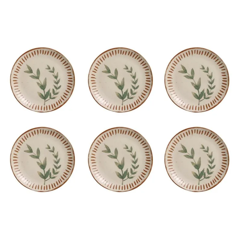 Conjunto de Pratos de Sobremesa Porto Brasil Coup Stone Magari com 6 peças - Estampado - Porto Brasil Cerâmica - Utilidades Domesticas