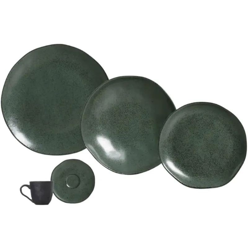Aparelho de Jantar Porto Brasil Orgânico Arauco 30 Peças Cerâmica Stoneware Verde Mesa Posta