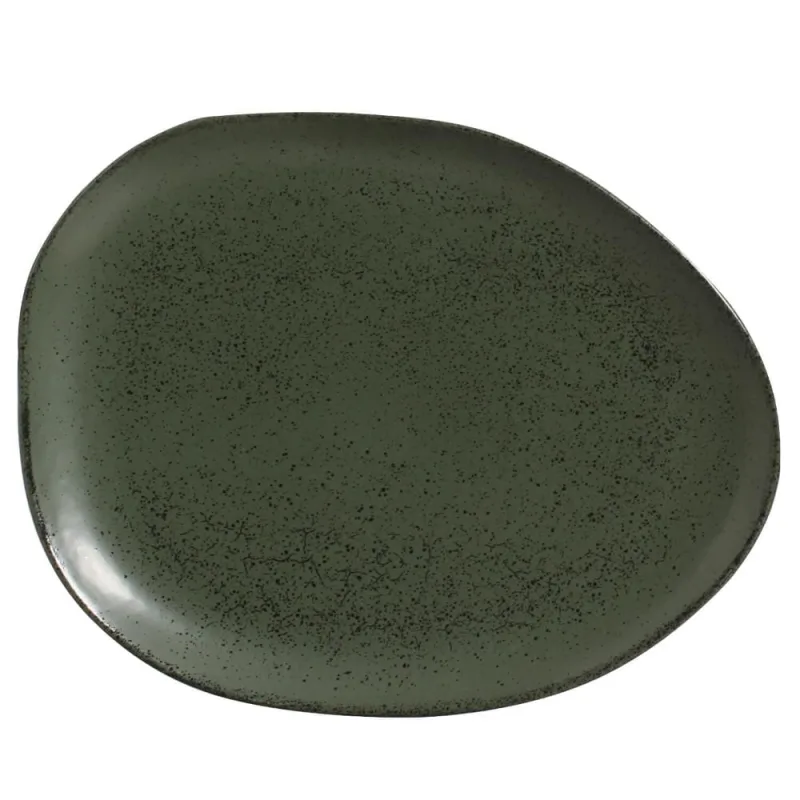 Conjunto com 6 Pratos Raso Oval Orgânico Greenery 31x24x2,5cm - Porto Brasil Cerâmica