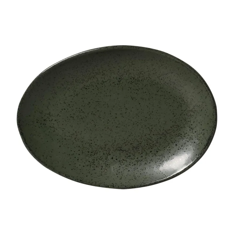 Conjunto com 6 Pratos de Sobremesa Oval Orgânico Greenery 22,5x16,5x2,5cm - Porto Brasil Cerâmica