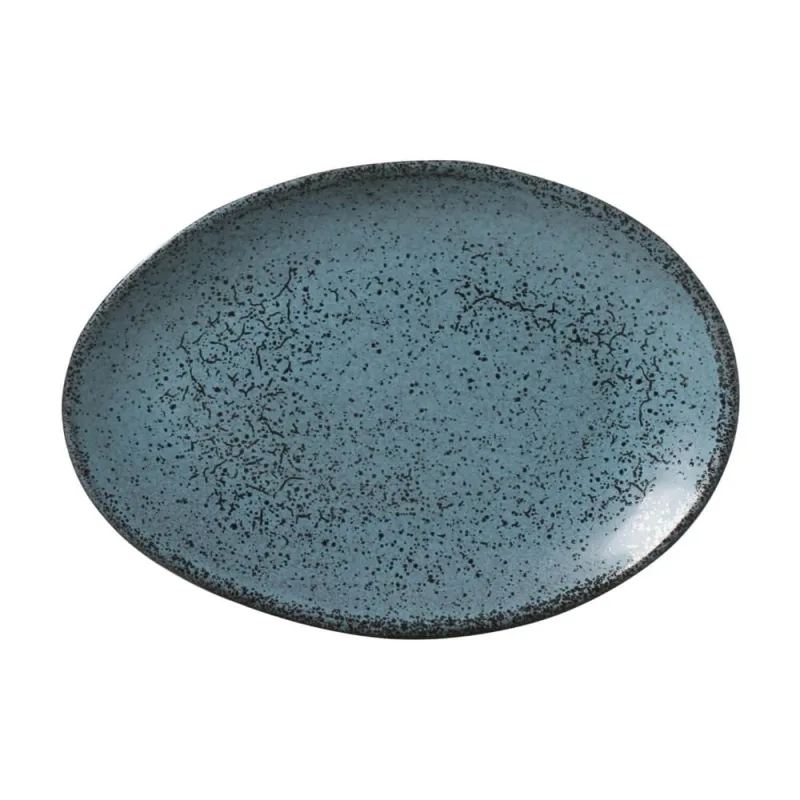 Conjunto com 6 Pratos de Sobremesa Oval Orgânico Night Sky 22,5x16,5x2,5cm - Porto Brasil Cerâmica - Utilidades Domesticas