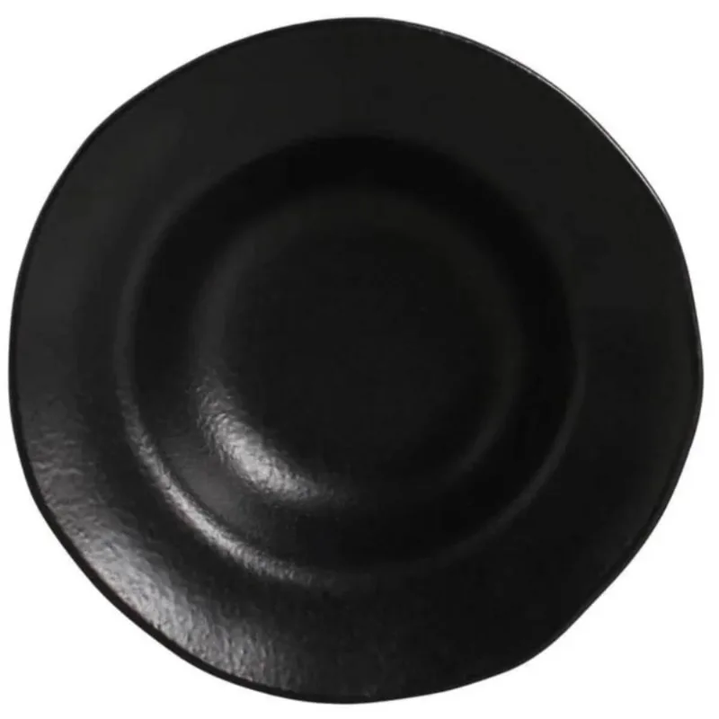 Prato para Sobremesa Porto Brasil Cerâmica 250ml Preto Matte Orgânico 19cm Mesa Posta