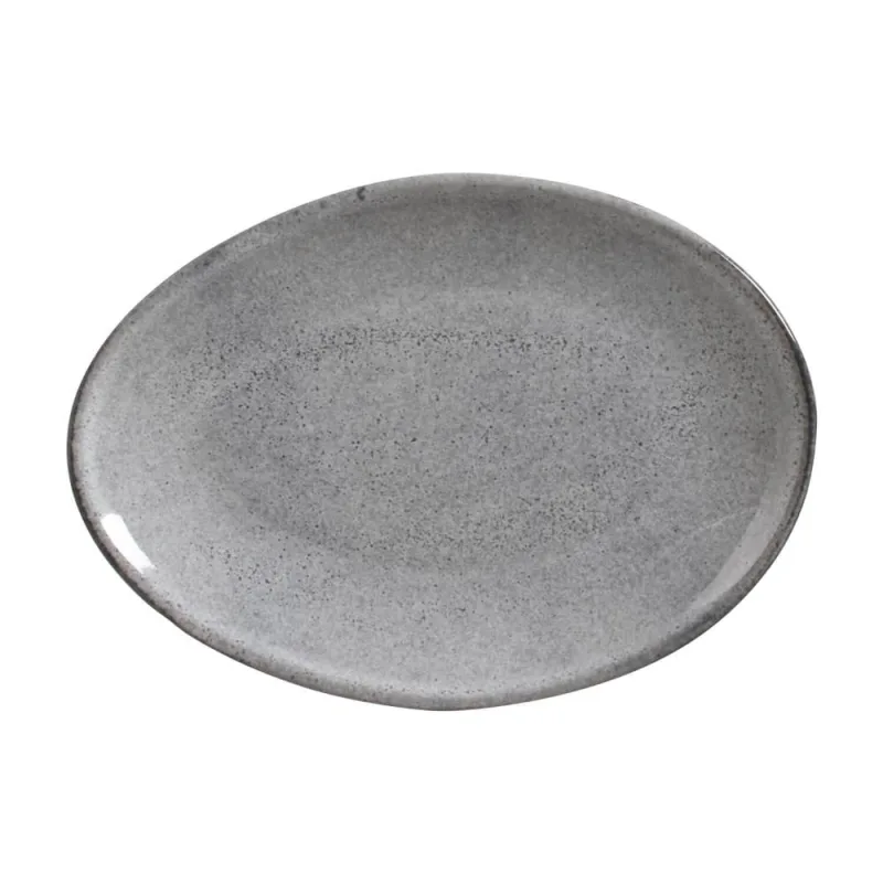 Conjunto com 6 Pratos de Sobremesa Oval Orgânico Dust 22,5x16,5x2,5cm - Porto Brasil Cerâmica - Utilidades Domesticas