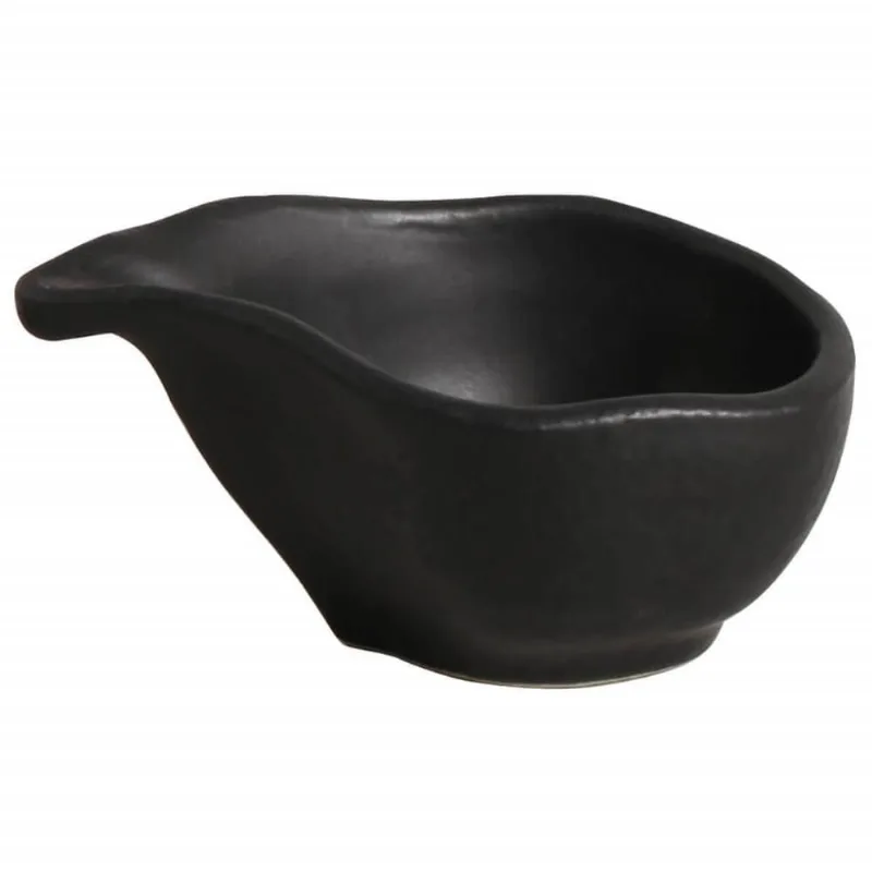 Molheira Cerâmica 40ml Orgânico Preto Matte 8x6cm Porto Brasil Molho Shoyu Caldas