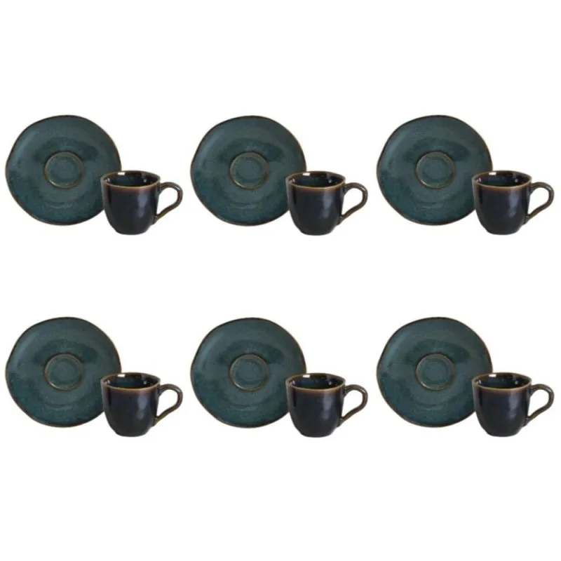 Conjunto De Xícara De Cafezinho Com Pires 06 Peças Orgânico Oceano Porto Brasil - Porto Brasil - Utilidades Domesticas
