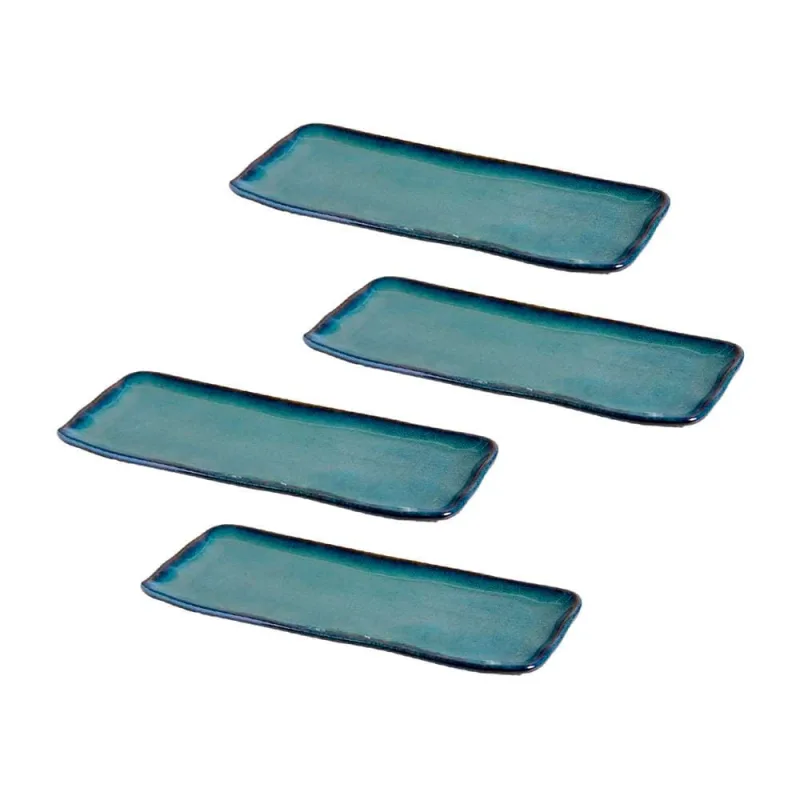 Conjunto de Travessas Retangulares Médias Porto Brasil Orgânico Oceano 33x13cm - 4 peças - Porto Brasil - Utilidades Domesticas