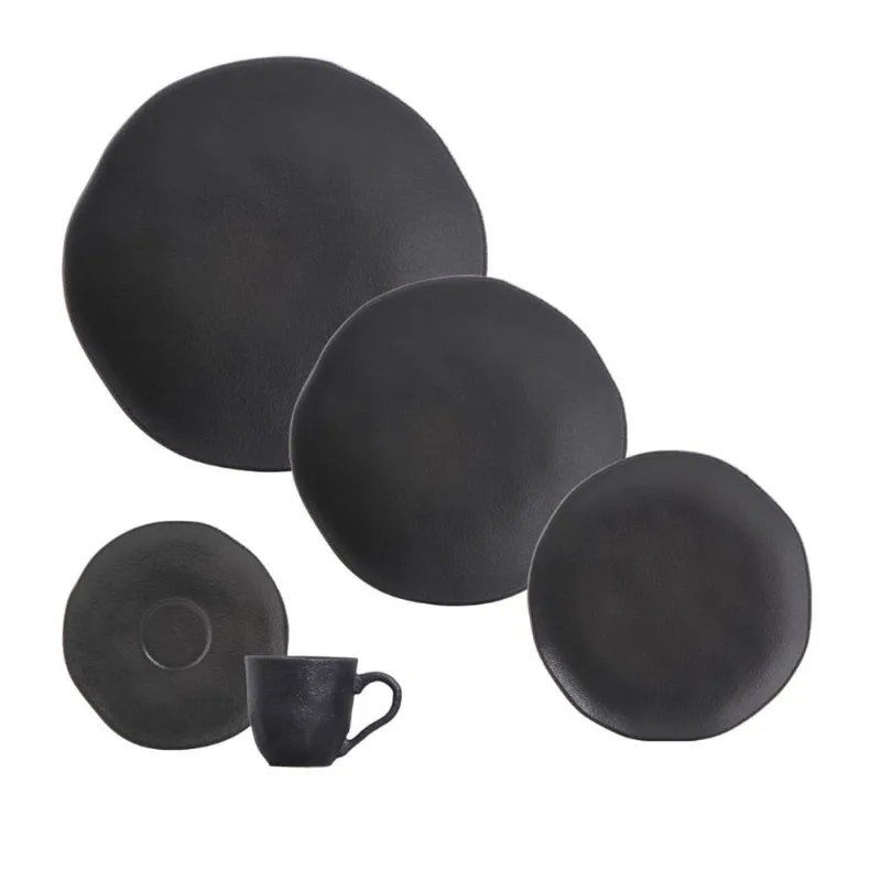 Aparelho de Jantar 20 Peças Orgânico Preto Matte Porto Brasil