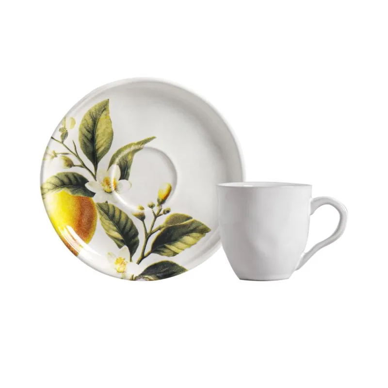 Conjunto com 6 Xícaras De Café com 6 Pires Bio Limonata - Porto Brasil Cerâmica