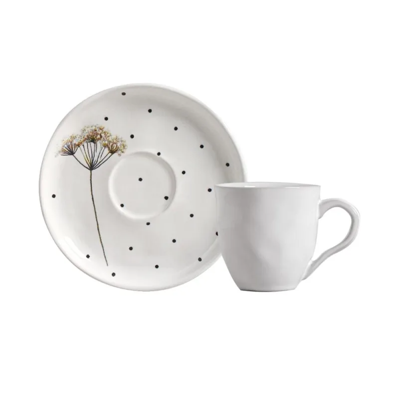 Conjunto com 6 Xícaras De Café com 6 Pires Bio Floralis - Porto Brasil Cerâmica