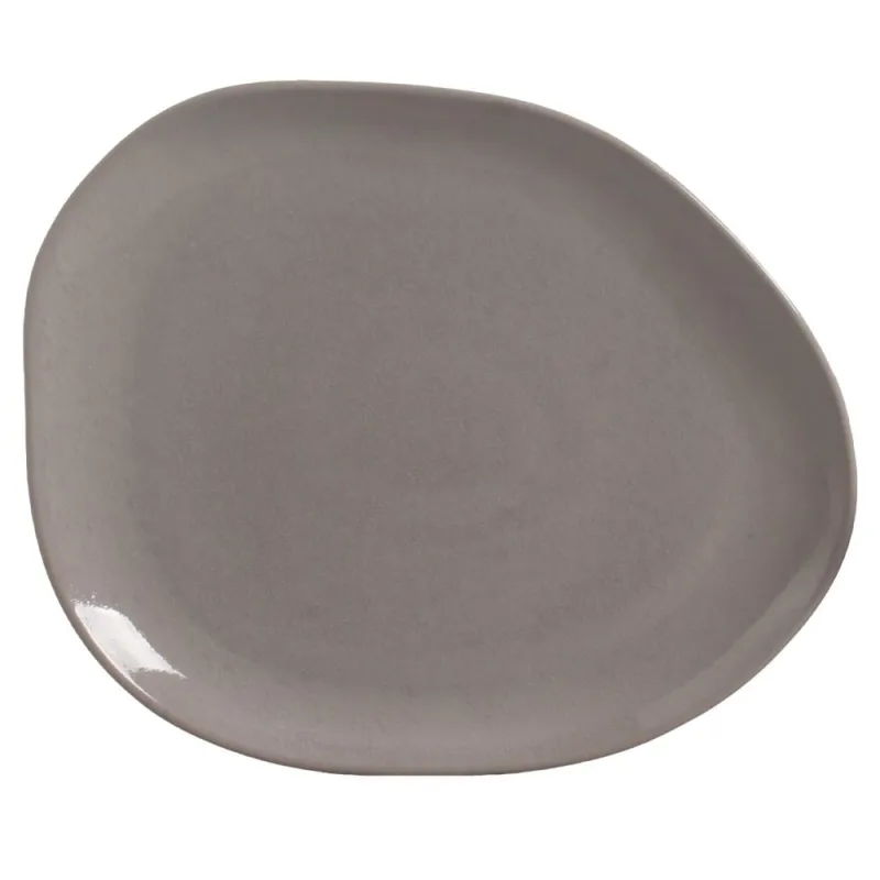 Conjunto com 6 Pratos Raso Oval Orgânico Bruma 31x24x2,5cm - Porto Brasil Cerâmica