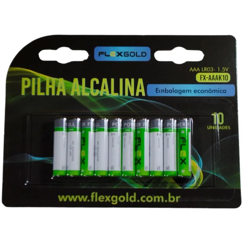 Pilha Alcalina FLEX GOLD AAA Blister com 10 Unidades - Flex