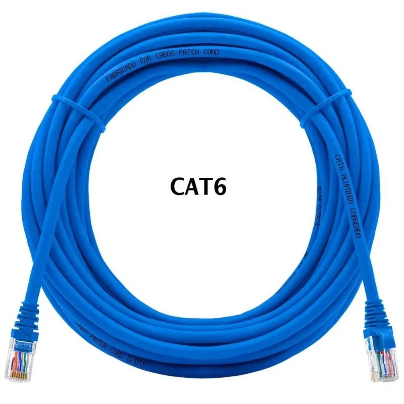 Cabo Rede Cat6 10m Com Rj45 Crimpado Azul Lan Utp 10 Metros
