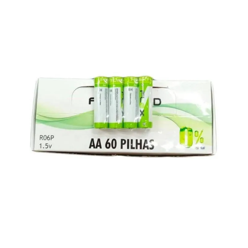 Caixa com 60 Pilhas AA Zinco 2 Flex para Dispositivos Eletronicos - OUTRAS