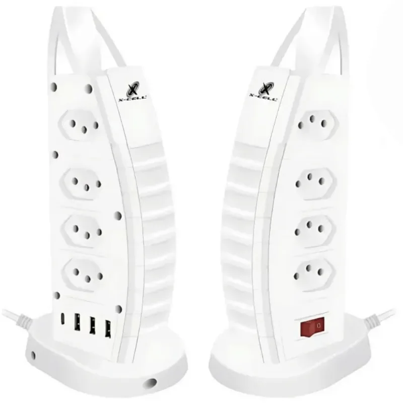 Filtro de linha Torre Extensão 8 Tomadas USB/Tipo-C 2m XC-FL-08 X-Cell