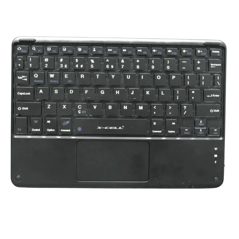 Teclado Sem Fio Bluetooth Universal com Touchpad Slim Cor Preto XC-BT-10
