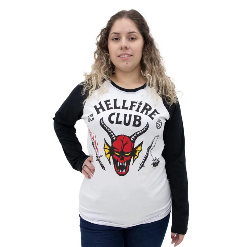 Camiseta Manga Longa Stranger Things Raglan Hellfire