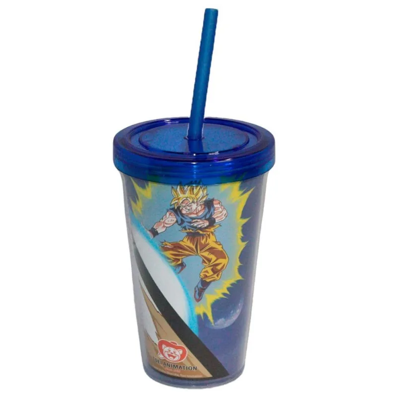 Copo Clube Comix com Canudo DBZ Goku x Buu 450ml (MP)