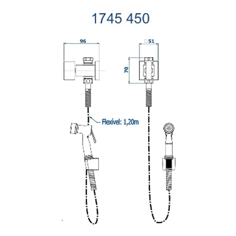 Ducha Higienica Deriv Cx Acoplada 1745 Dv450
