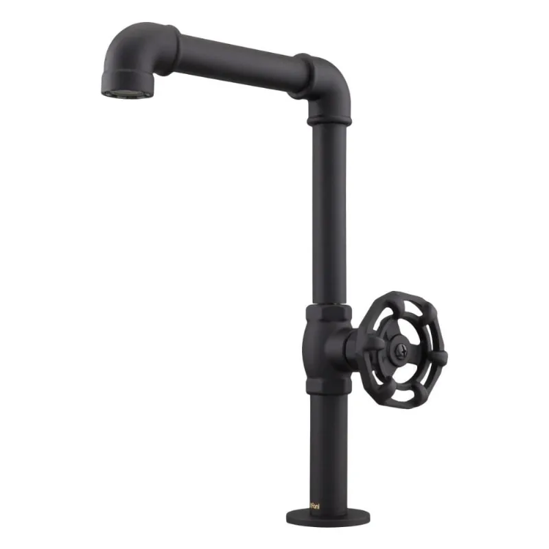 Torneira Para Lavatório De Mesa Bica Móvel Living Preto Fosco Fani - Fani