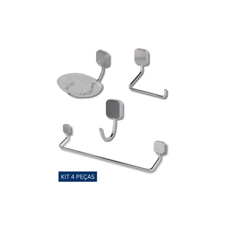 Kit de Acessórios Para Banheiro C10 4 Peças Cromado Fani - Fani